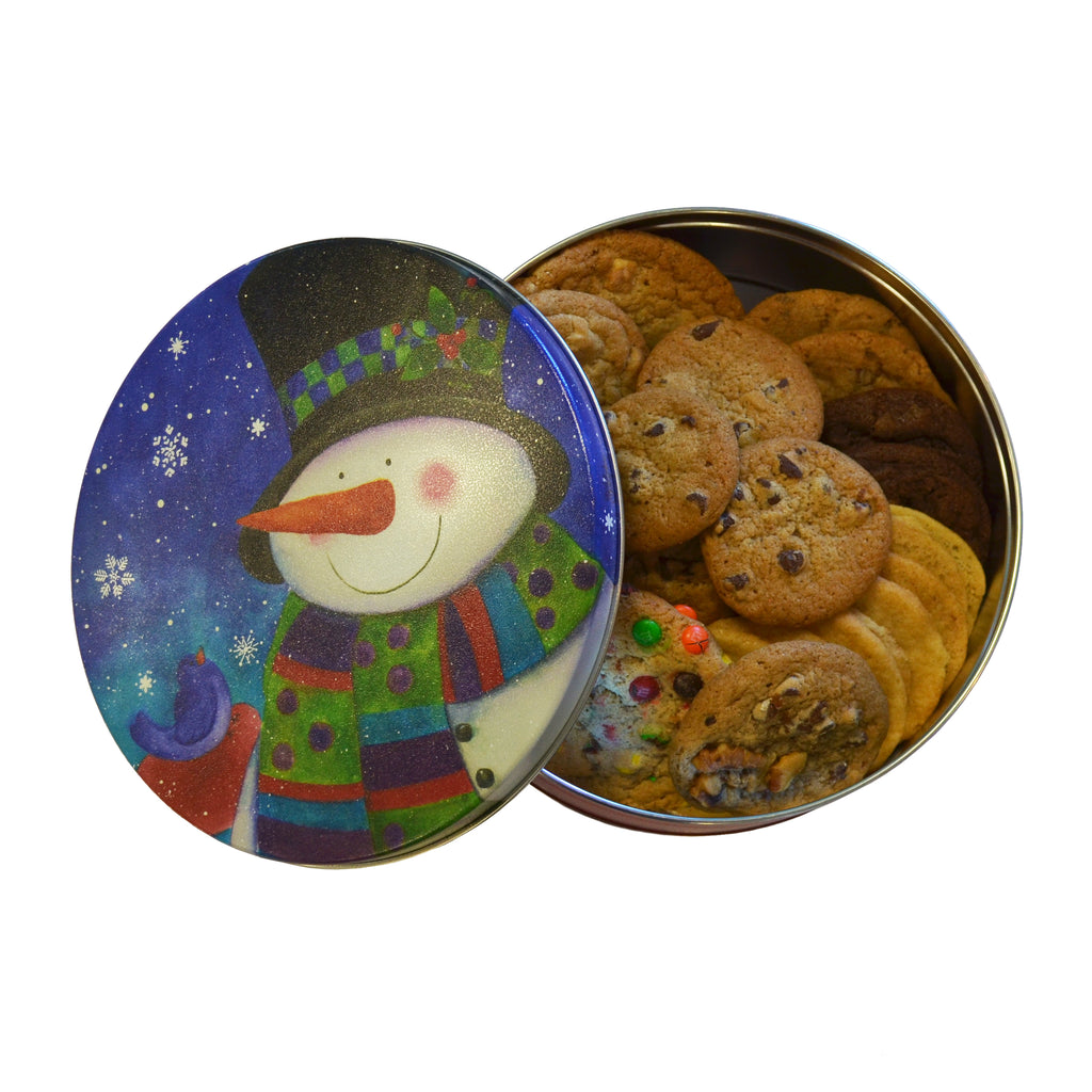 Snowman Keepsake Cookie Tin- 2 lb. fresh baked cookies of your choice